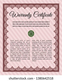 Red Warranty. Easy to print. Customizable, Easy to edit and change colors. Money Pattern. 