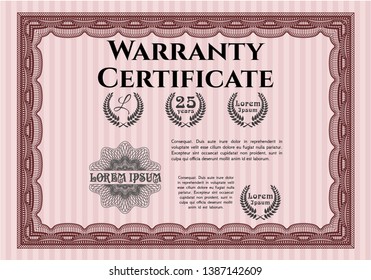 Red Warranty. Easy to print. Vector illustration. Beauty design. 