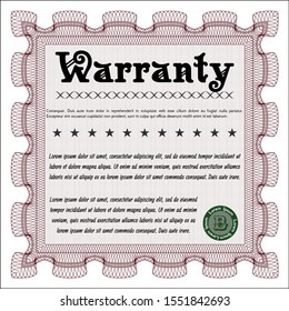 Red Warranty. Easy to print. Vector illustration. Cordial design. 