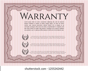 Red Warranty. Elegant design. With complex background. Detailed. 