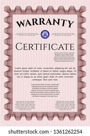Red Warranty. Elegant design. Complex background. Vector illustration. 