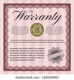 Red Warranty. Elegant design. Vector illustration. With linear background. 