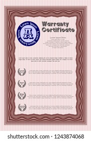 Red Warranty. Elegant design. Vector illustration. With quality background. 
