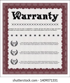 Red Warranty. Elegant design. Vector illustration. With linear background. 