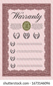 Red Warranty. Elegant design. Vector illustration. Easy to print. 