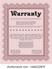 Red Warranty. Excellent design. With linear background. Vector illustration. 