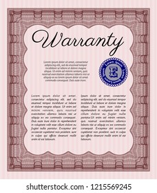Red Warranty. Good design. Customizable, Easy to edit and change colors. With guilloche pattern. 