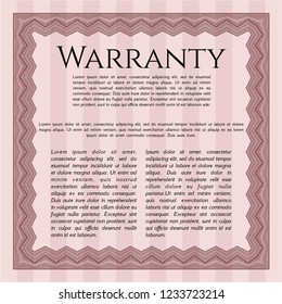 Red Warranty. Good design. Customizable, Easy to edit and change colors. With guilloche pattern. 