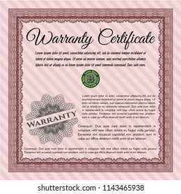 Red Warranty. With guilloche pattern and background. Customizable, Easy to edit and change colors. Excellent design. 