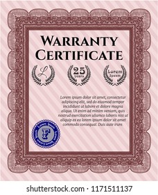 Red Warranty. With guilloche pattern and background. Superior design. Customizable, Easy to edit and change colors. 