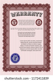Red Warranty. With guilloche pattern and background. Lovely design. Customizable, Easy to edit and change colors. 