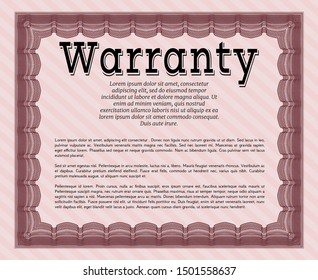 Red Warranty. With guilloche pattern and background. Detailed. Retro design. 