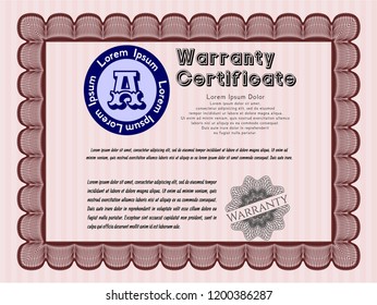 Red Warranty. With linear background. Customizable, Easy to edit and change colors. Money Pattern. 