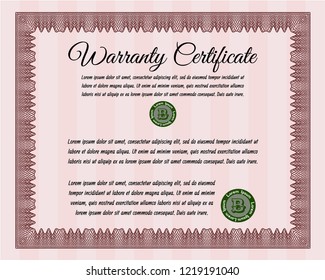Red Warranty. With linear background. Detailed. Retro design. 