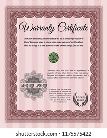 Red Warranty. With linear background. Vector illustration. Beauty design. 