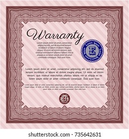 Red Warranty. With linear background. Vector illustration. Excellent design. 