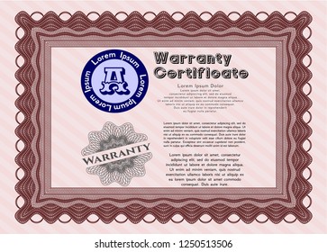 Red Warranty. Modern design. With linear background. Vector illustration. 