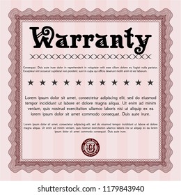 Red Warranty. Money Pattern design. With complex background. Customizable, Easy to edit and change colors. 