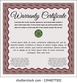 Red Warranty. Money Pattern. Detailed. Printer friendly. 