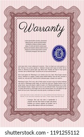 Red Warranty. Money Pattern. With linear background. Vector illustration. 