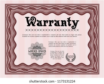 Red Warranty. Printer friendly. Artistry design. Detailed. 