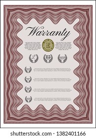 Red Warranty. Printer friendly. Good design. Detailed. 