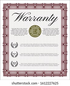 Red Warranty. Printer friendly. Lovely design. Vector illustration. 