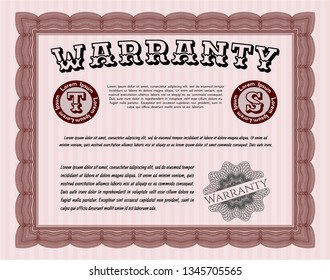 Red Warranty. With quality background. Customizable, Easy to edit and change colors. Retro design. 