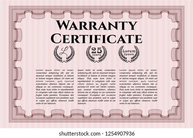 Red Warranty. Retro design. Vector illustration. Easy to print. 