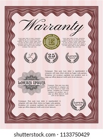 Red Warranty. Sophisticated design. Vector illustration. Easy to print. 