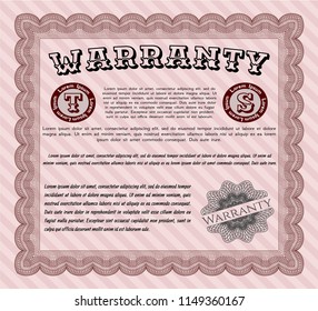 Red Warranty. Sophisticated design. Vector illustration. With complex background. 