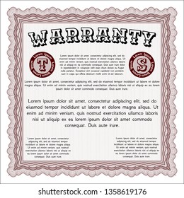 Red Warranty template. Artistry design. Detailed. Easy to print. 