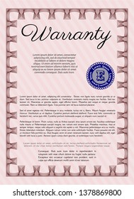 Red Warranty template. With background. Customizable, Easy to edit and change colors. Cordial design. 