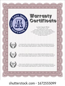 Red Warranty template. With background. Vector illustration. Superior design. 