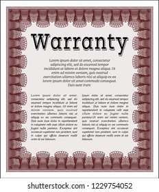 Red Warranty template. With complex background. Vector illustration. Superior design. 