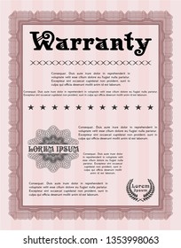 Red Warranty template. With complex background. Lovely design. Customizable, Easy to edit and change colors. 