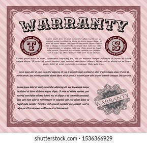 Red Warranty template. Complex background. Lovely design. Customizable, Easy to edit and change colors. 