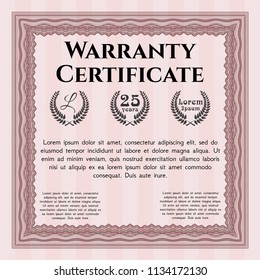 Red Warranty template. With complex linear background. Customizable, Easy to edit and change colors. Artistry design. 