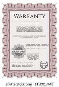 Red Warranty template. With complex linear background. Money Pattern. Customizable, Easy to edit and change colors. 