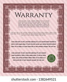 Red Warranty template. With complex linear background. Good design. Customizable, Easy to edit and change colors. 