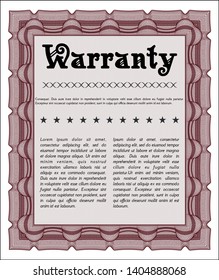 Red Warranty template. Cordial design. With guilloche pattern and background. Customizable, Easy to edit and change colors. 