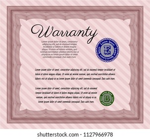 Red Warranty template. Customizable, Easy to edit and change colors. With quality background. Money Pattern. 