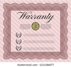 Red Warranty template. Customizable, Easy to edit and change colors. Complex background. Lovely design. 
