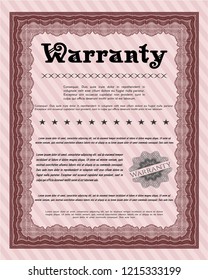 Red Warranty template. Customizable, Easy to edit and change colors. With complex linear background. Lovely design. 