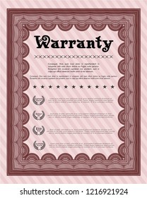 Red Warranty template. Customizable, Easy to edit and change colors. With guilloche pattern. Lovely design. 