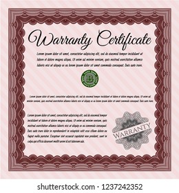 Red Warranty template. Customizable, Easy to edit and change colors. With complex linear background. Elegant design. 