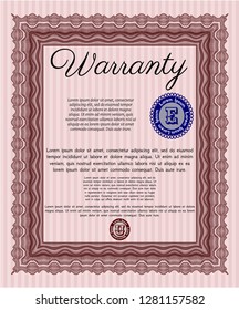 Red Warranty template. Customizable, Easy to edit and change colors. Printer friendly. Retro design. 