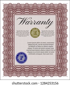 Red Warranty template. Customizable, Easy to edit and change colors. With background. Sophisticated design. 