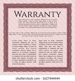 Red Warranty template. Customizable, Easy to edit and change colors. With complex background. Money Pattern. 