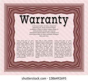 Red Warranty template. Detailed. With background. Lovely design. 